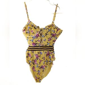 For Love And Lemons Paulina One Piece Yellow Swimsuit Small
